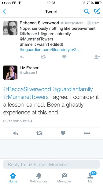 Use of child death as an analogy for sense of loss should be punishable by wearing a dimwit hat for ever more