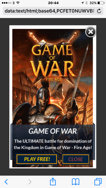 Game of war pop up on active.