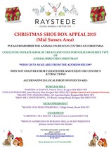 Christmas Shoebox Appeal in Mid Sussex for Raystede Animal Welfare.