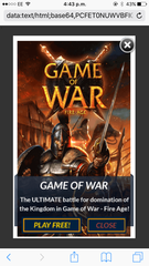 Advert popping up