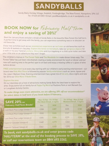 20% off on Sandy Balls Half Term