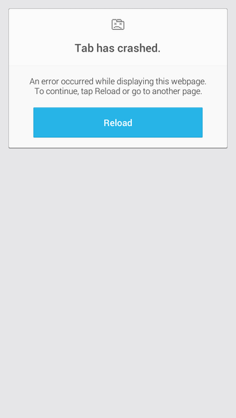 "This tab has crashed" on mobile site often