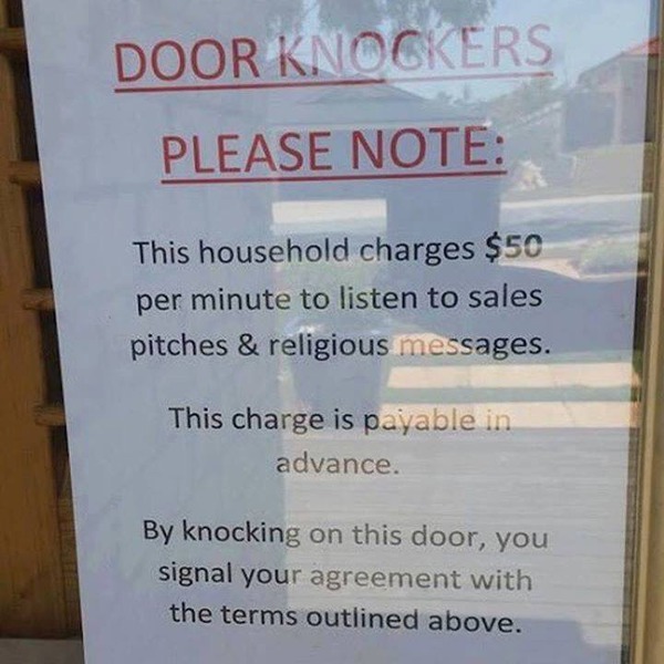 not to want strangers knocking on my door?