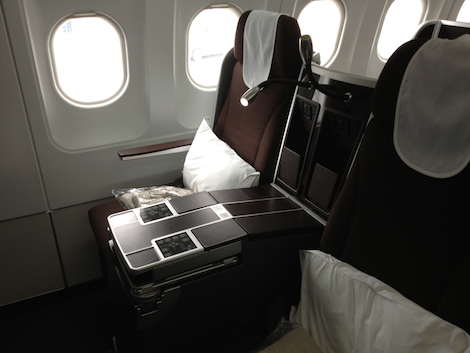 Seating in business class on flight today.