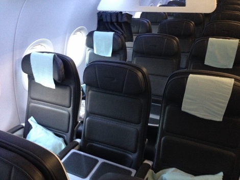 Seating in business class on flight today.