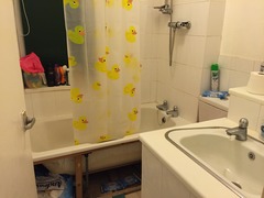 Stair bulkhead taking up space in tiny bathroom