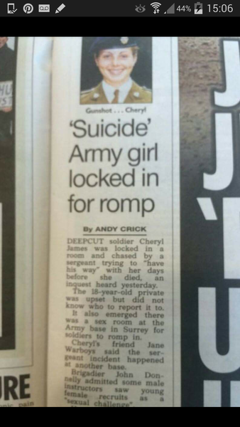 The Sun reporting on soldier Cheryl James