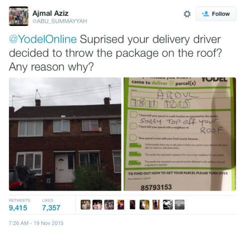 Aibu to leave a snotty note on my door for post woman