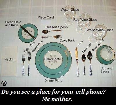 Phones at dinner table in restaurants