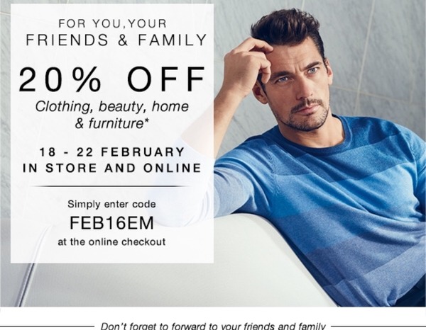 M&S 20% off code