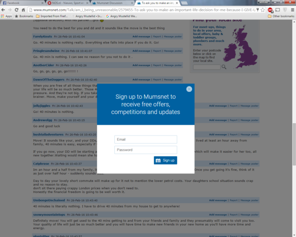 Signup popup