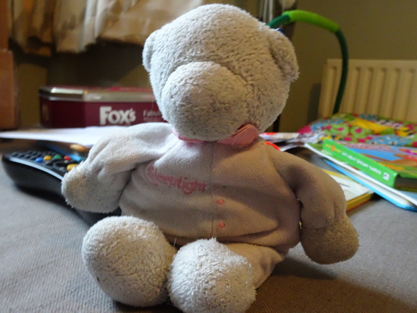 Lost Teddy in Godalming on 2.2.16 - M&S faded pink and white bear