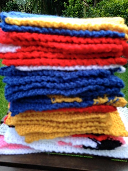 Woolly Hugs. Our Project to help refugees continues. One square, one blanket, a pair of gloves, one warm hat, one step at a time, really every little thing will help. All support welcome.