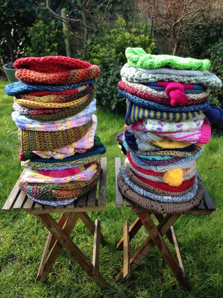 Woolly Hugs. Our Project to help refugees continues. One square, one blanket, a pair of gloves, one warm hat, one step at a time, really every little thing will help. All support welcome.