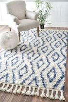 Any ideas for decorating a house with deep blue carpet?