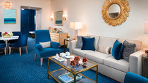 Any ideas for decorating a house with deep blue carpet?