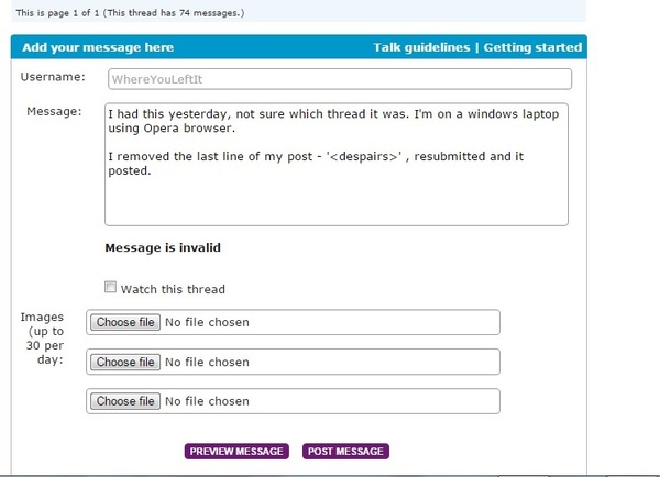 "Message invalid"