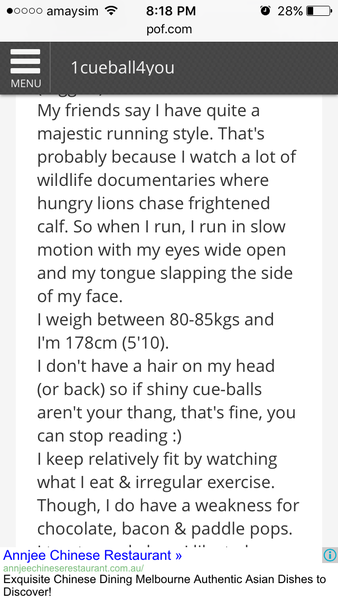 Men on online dating posting pictures of themselves....