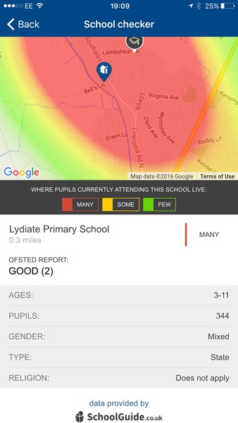 Is there anywhere I can find out the number of children admitted to a school who were out of the normal catchment area?
