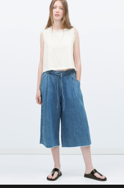 Knee length culottes.