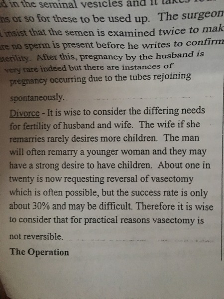 aibu to think this vasectomy advice is a bit off?