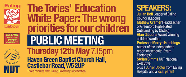 Public meeting with Julian Bell : "The Tories’ Education White Paper: The wrong priorities for our children "