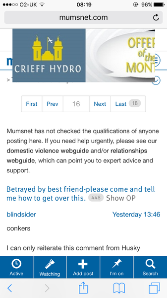 Giant advert over top of page