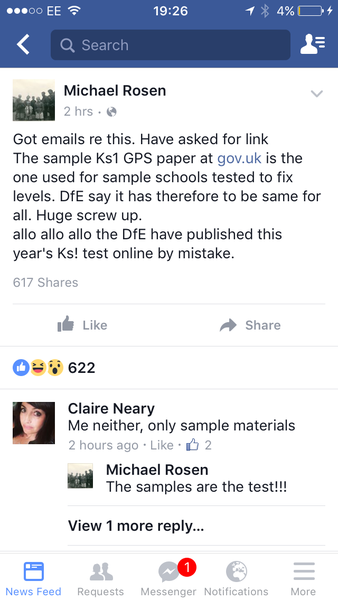 Is Michael Rosen right? Is the sample SATS online the actual test