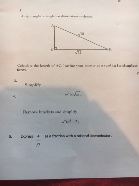 S3 Homework - Surds and Indices