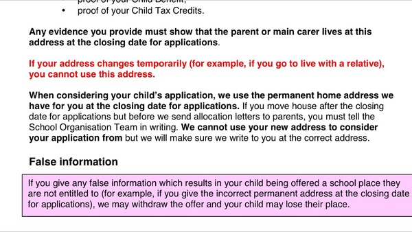 Moving after admissions closing date