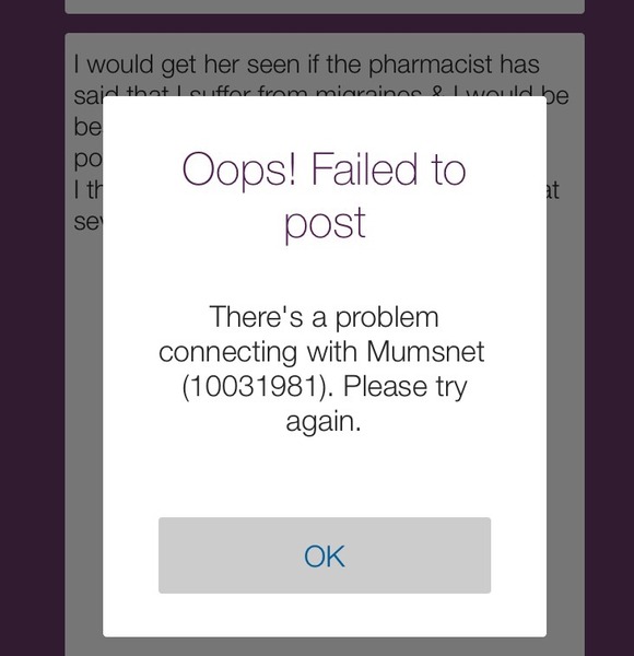 error message when posting from mobile site - causing double posts