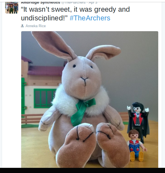 Rob - dead? No, no, he's, er, resting. He's just pining for the Canadian plains. As Helen is taken into custardy, discuss the Archers here.