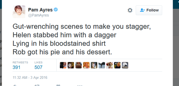 50 ways to leave your lover. Get on the bus Gus, give a knife to your wife, Rob. How not to write helpful storylines masterclass from The Archers.