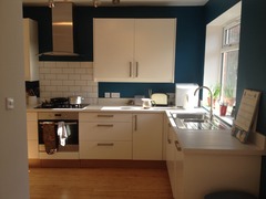 North facing kitchen in dark blue??