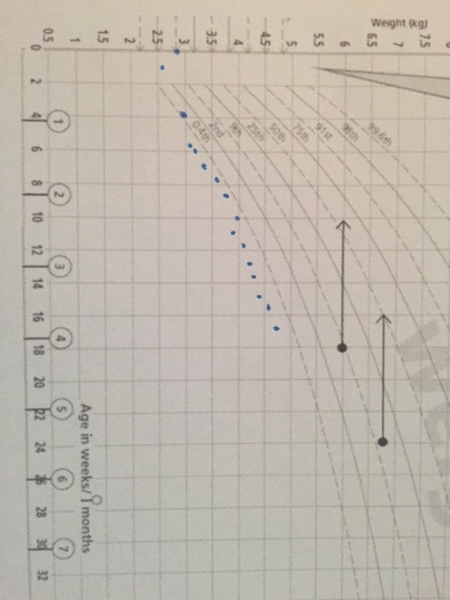 Early weaning advised for 17 old baby still below centile line charts