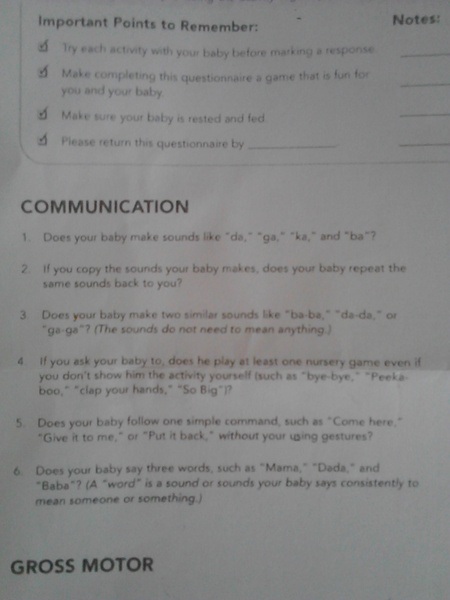10 month check - advice on communication bit wanted