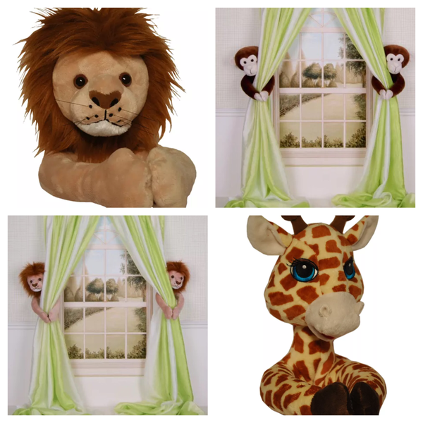 Cuddly jungle toy curtain tiebacks