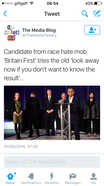 London Mayor Britain First candidate..what a colossal prick.