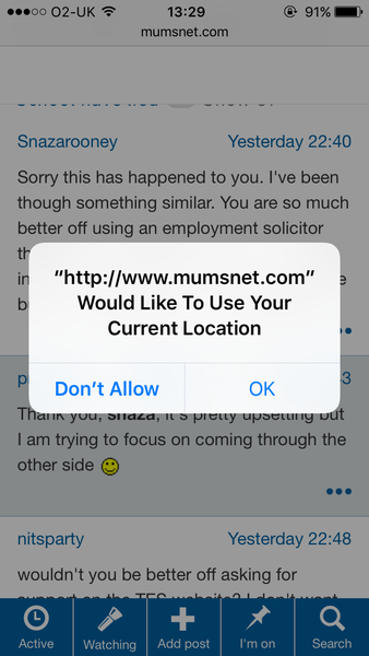 Why does mumsnet.com suddenly want to use my device's location?