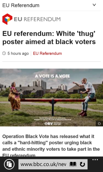 Operation Black Vote racist poster? yes bit because its against whites it doesn't matter