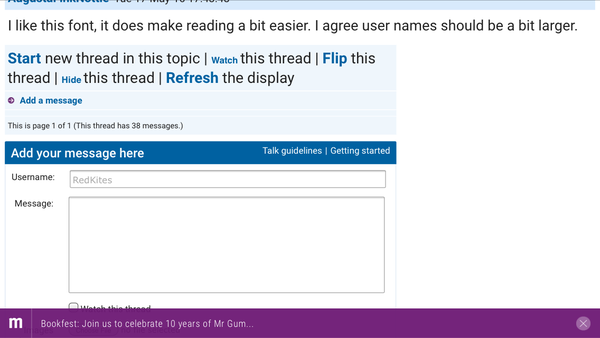Further update to Talk font