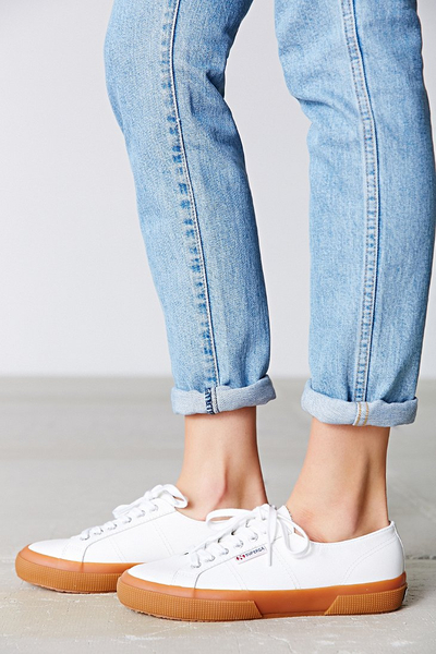White Leather Trainers with Coloured Sole - Help to Find Please