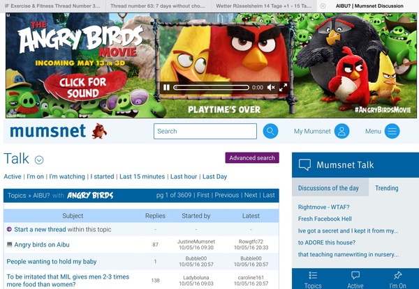 Angry birds on Aibu