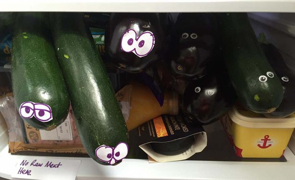 My colleague has twat me over the head with a courgette..