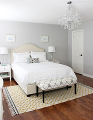 Grey boudoir themed bedroom