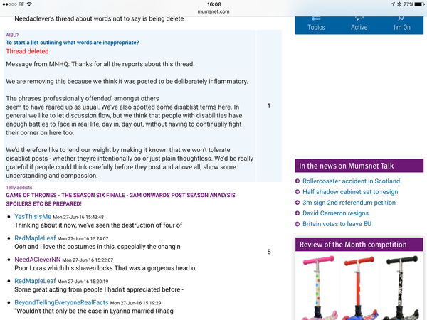 Hey MNHQ. Would it be possible to have a discussion about how SN issues/threads are handled on the main boards. (  pt 2)