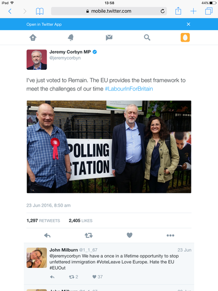Jeremy Corbyn voted Leave?