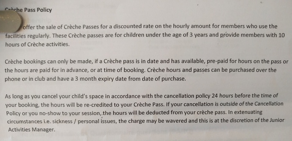 Gym's creche policy, I don't think IABU, but would appreciate others views!