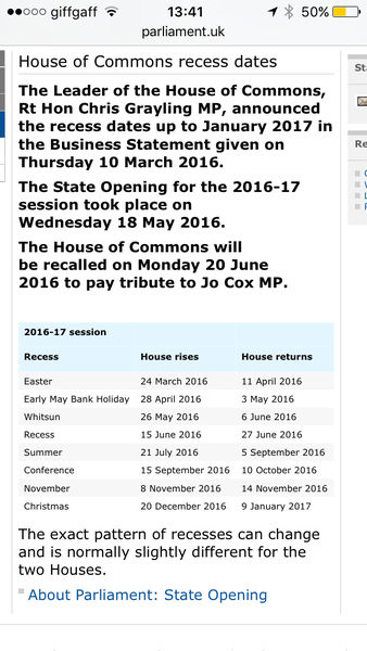 Petition for House of Commons to cancel summer recess