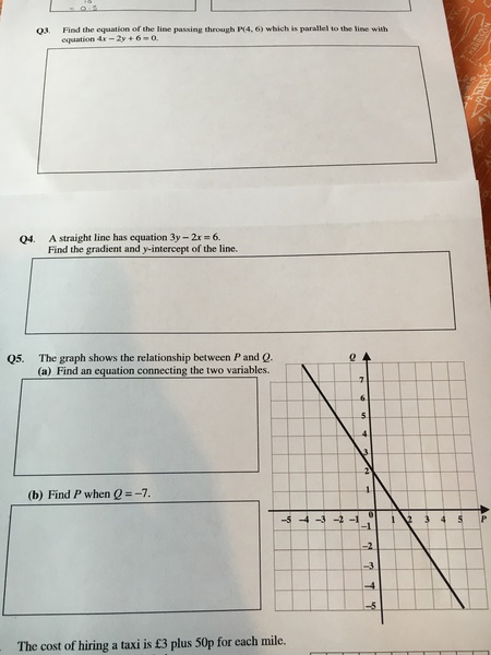 Maths Homework - straight line equations